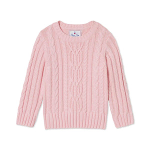 More Image, Classic and Preppy Fishers Cable Knit Sweater, Lilly's Pink-Sweaters-Lilly's Pink-2T-CPC - Classic Prep Childrenswear