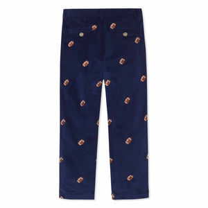 More Image, Classic and Preppy Gavin Pant, Medieval Blue Cord with Footballs-Bottoms-CPC - Classic Prep Childrenswear