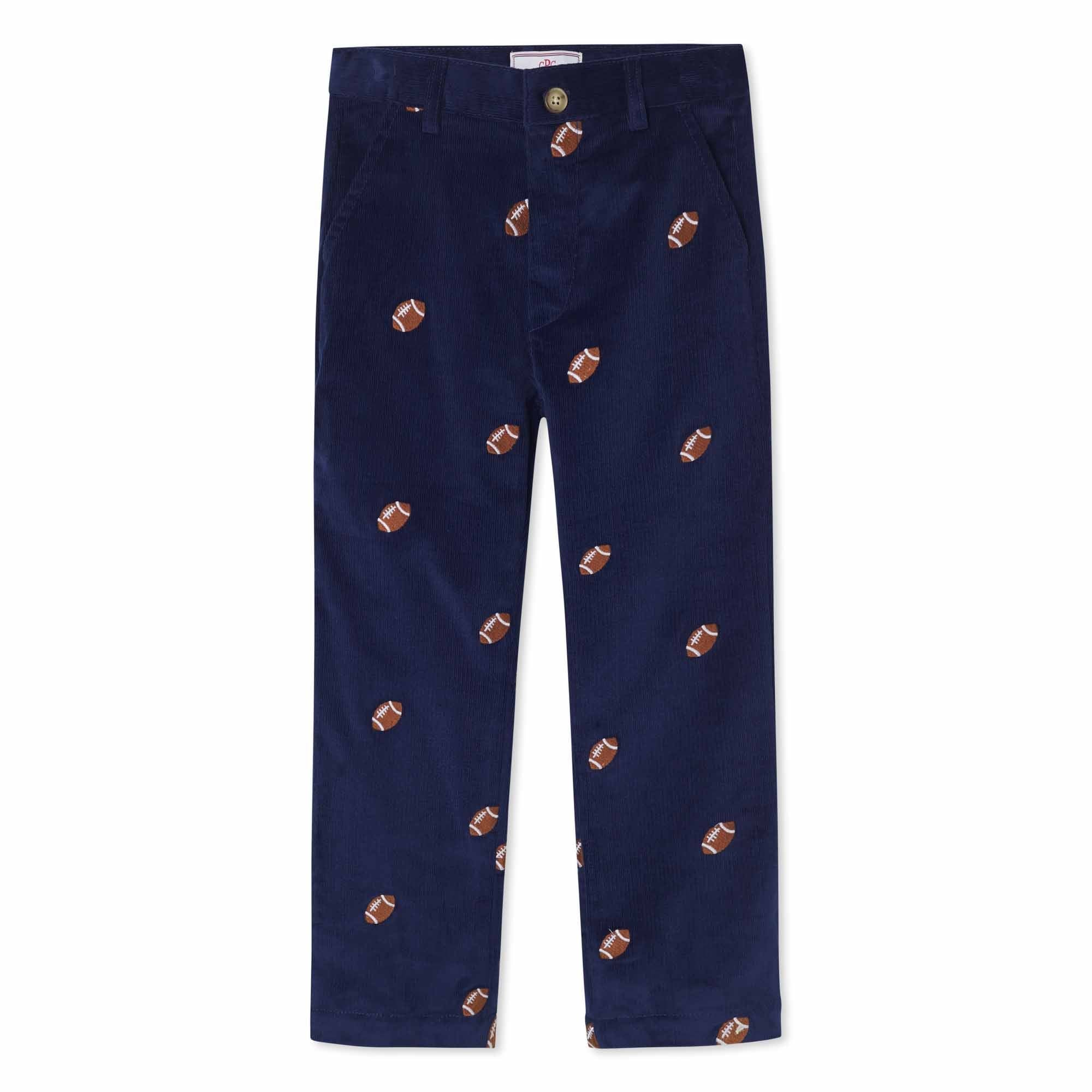Gavin Pant, Medieval Blue Cord with Footballs - Classic Prep
