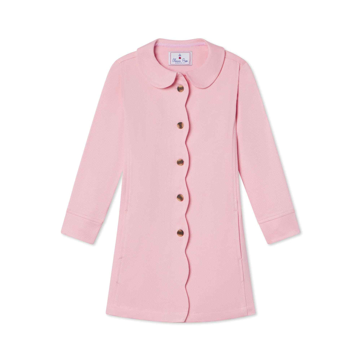 Classic and Preppy Georgina Scallop Coat Pique, Lilly&#39;s Pink-Outerwear-Lilly&#39;s Pink-XS (2-3T)-CPC - Classic Prep Childrenswear