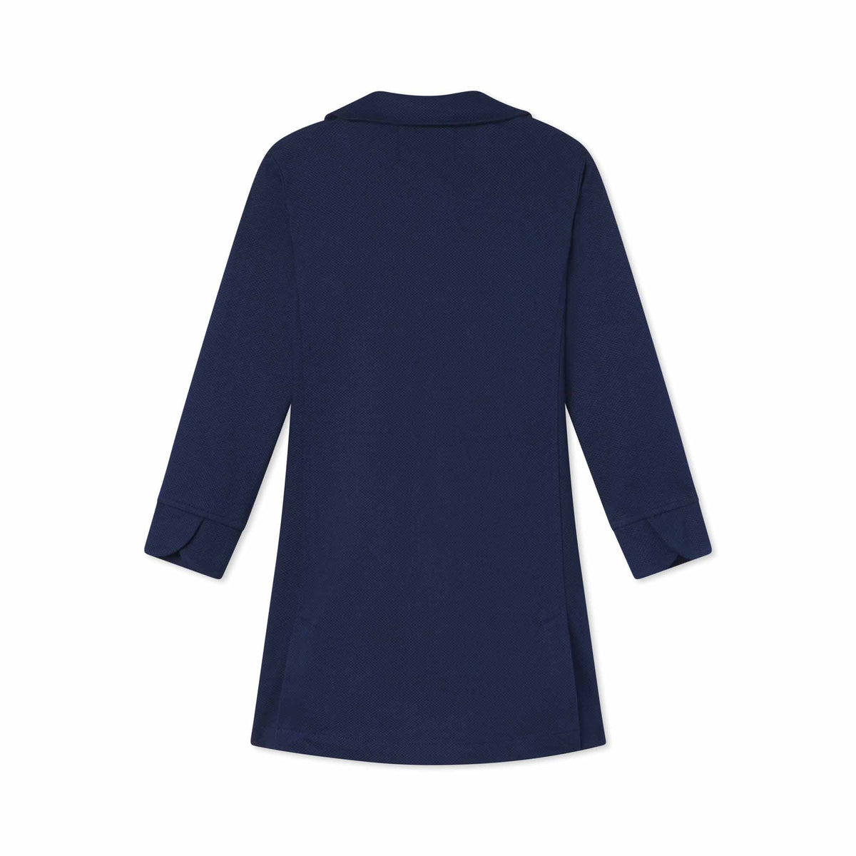 Classic and Preppy Georgina Scallop Coat Pique, Medieval Blue-Outerwear-CPC - Classic Prep Childrenswear