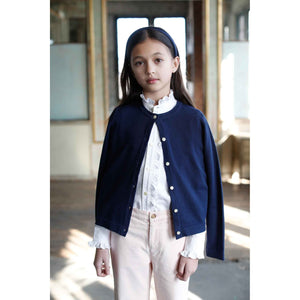 More Image, Classic and Preppy Ginny Ruffle Front Button Down Oxford, Nantucket Breeze-Shirts and Tops-CPC - Classic Prep Childrenswear