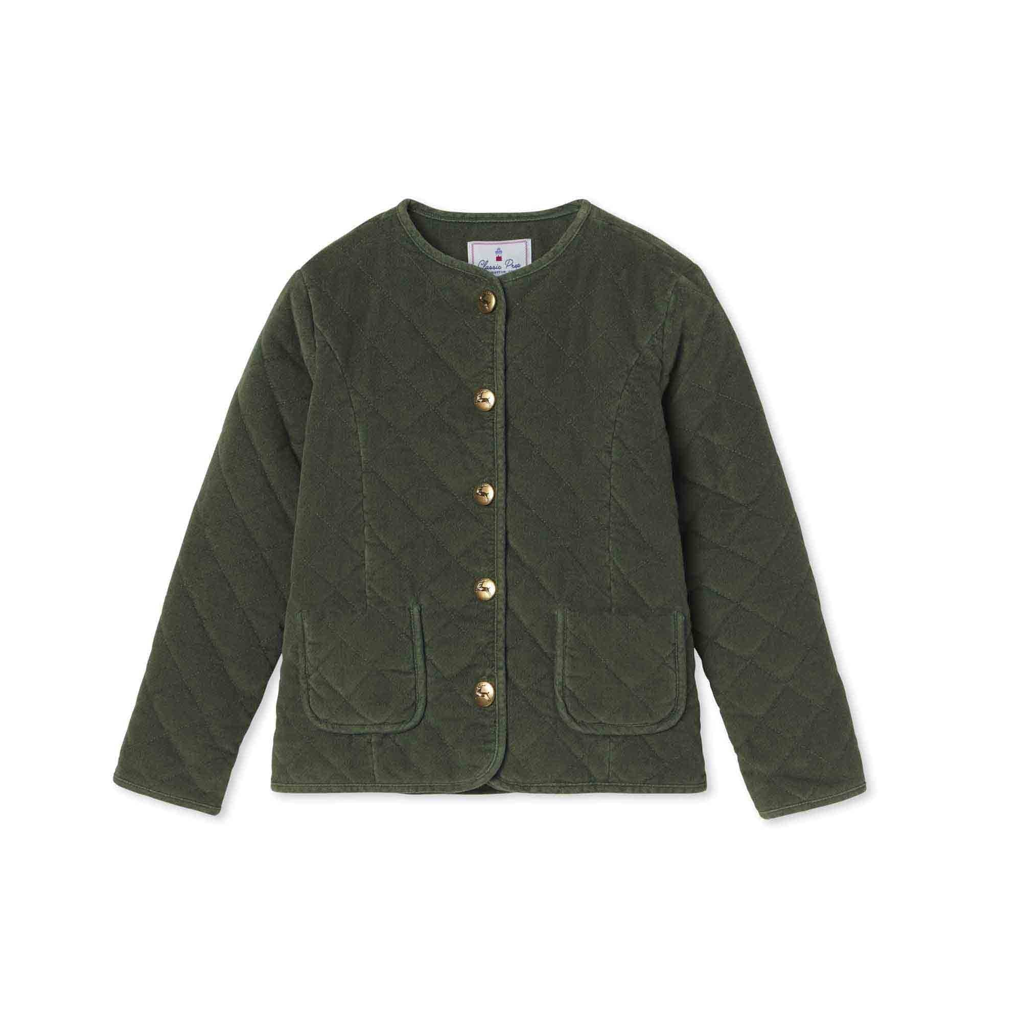 Classic and Preppy Gracie Quilted Jacket, Rifle Green-Outerwear-Rifle Green-2T-CPC - Classic Prep Childrenswear