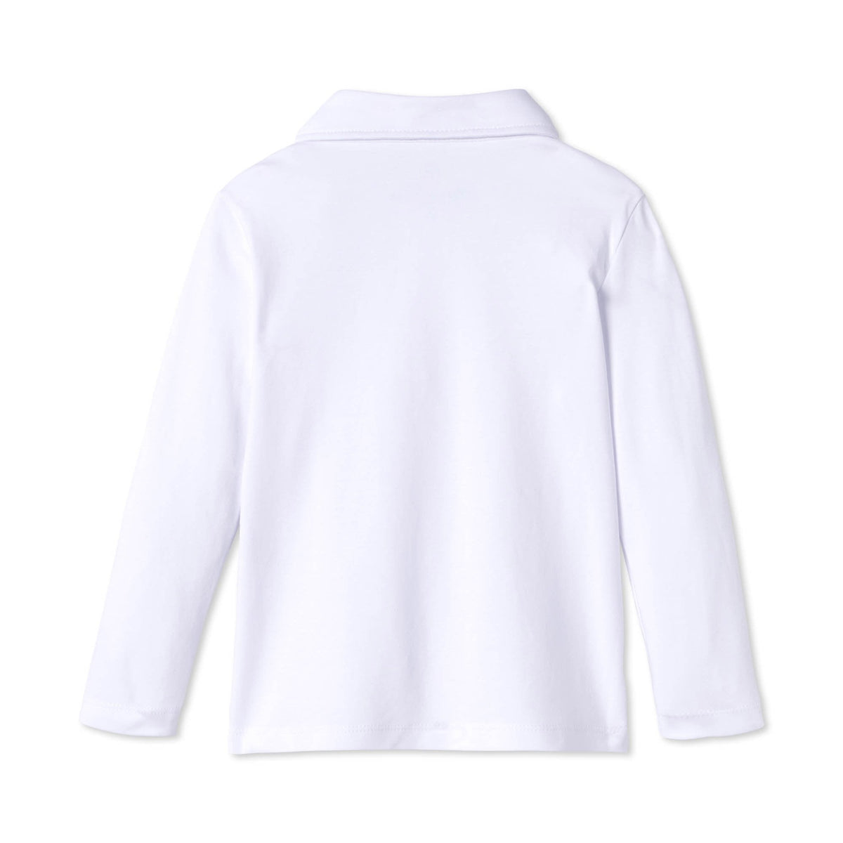Classic and Preppy Hayden Long Sleeve Knit Polo, Bright White-Shirts and Tops-CPC - Classic Prep Childrenswear