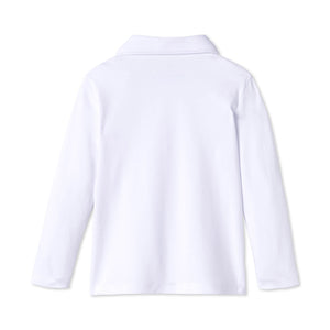 More Image, Classic and Preppy Hayden Long Sleeve Knit Polo, Bright White-Shirts and Tops-CPC - Classic Prep Childrenswear