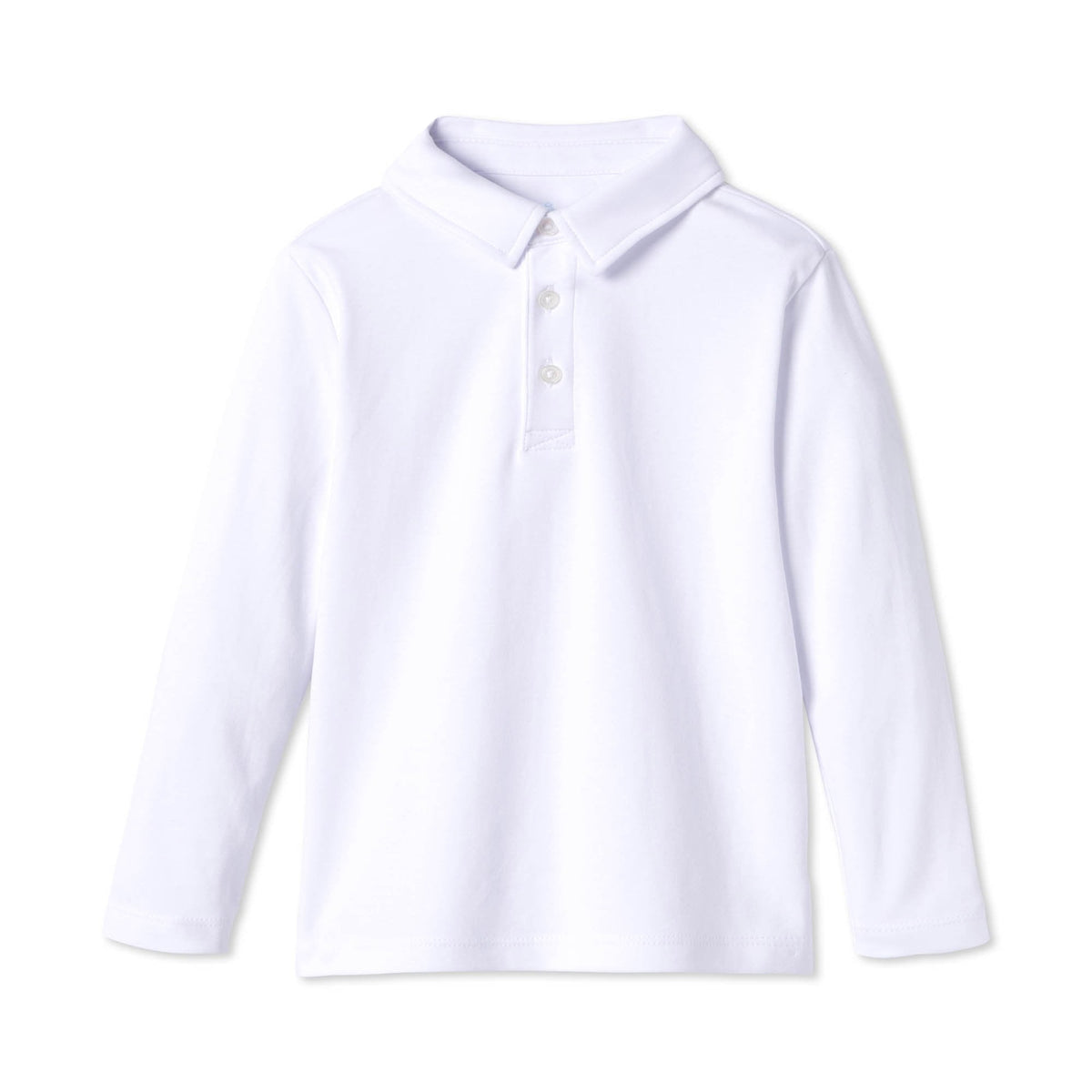 Classic and Preppy Hayden Long Sleeve Knit Polo, Bright White-Shirts and Tops-Bright White-2T-CPC - Classic Prep Childrenswear