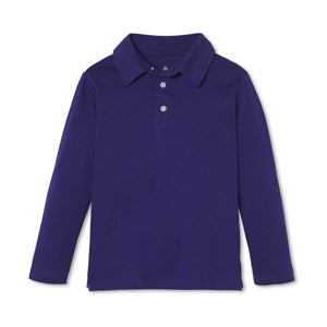 More Image, Classic and Preppy Hayden Long Sleeve Polo, Blue Ribbon-Shirts and Tops-Blue Ribbon-2T-CPC - Classic Prep Childrenswear