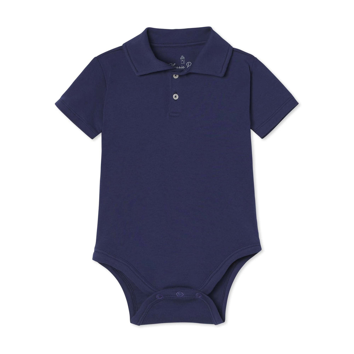 Classic and Preppy Hayes Short Sleeve Polo Onesie, Blue Ribbon-Baby Rompers-Blue Ribbon-0-3M-CPC - Classic Prep Childrenswear