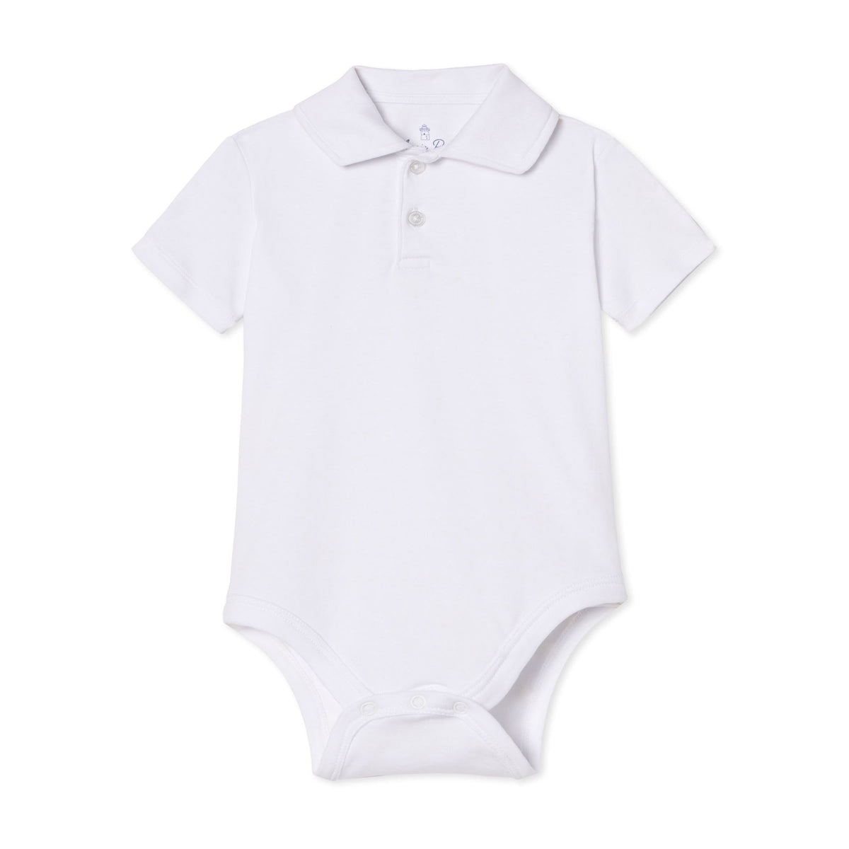 Classic and Preppy Hayes Short Sleeve Polo Onesie, Bright White-Baby Rompers-Bright White-0-3M-CPC - Classic Prep Childrenswear
