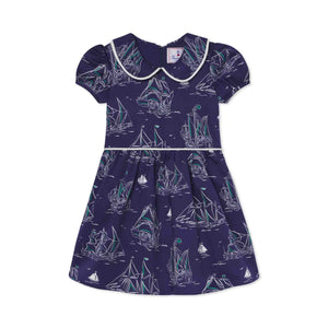 More Image, Classic and Preppy Hazel Dress, Commodore Print-Dresses, Jumpsuits and Rompers-Commodore Print-3-6M-CPC - Classic Prep Childrenswear