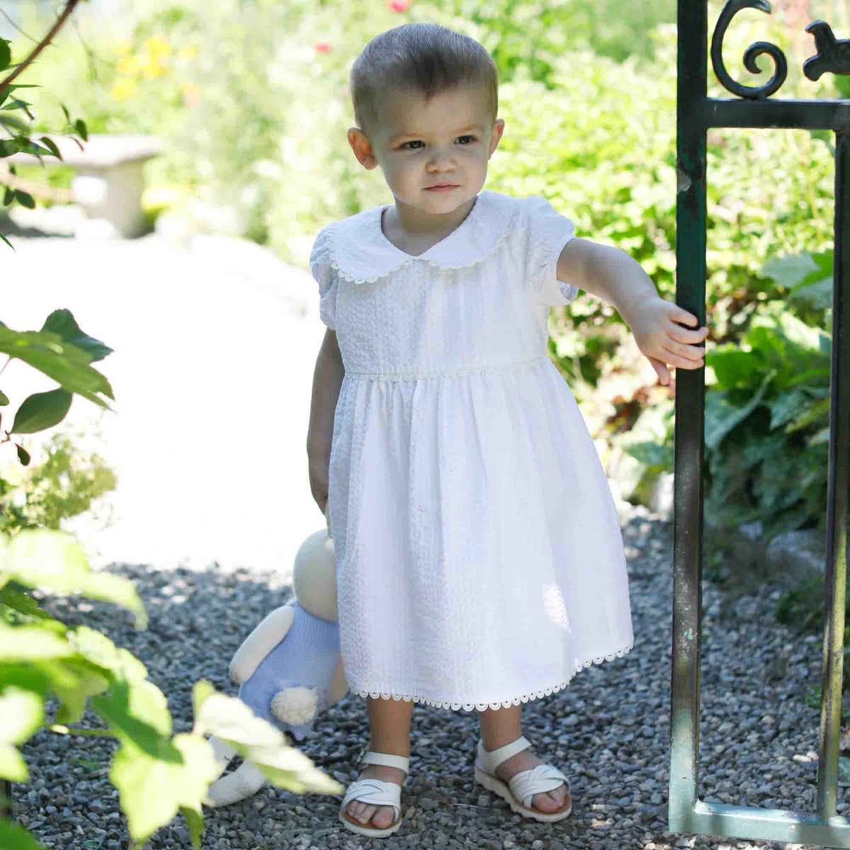 Classic and Preppy Hazel Dress, White Seersucker-Dresses, Jumpsuits and Rompers-CPC - Classic Prep Childrenswear