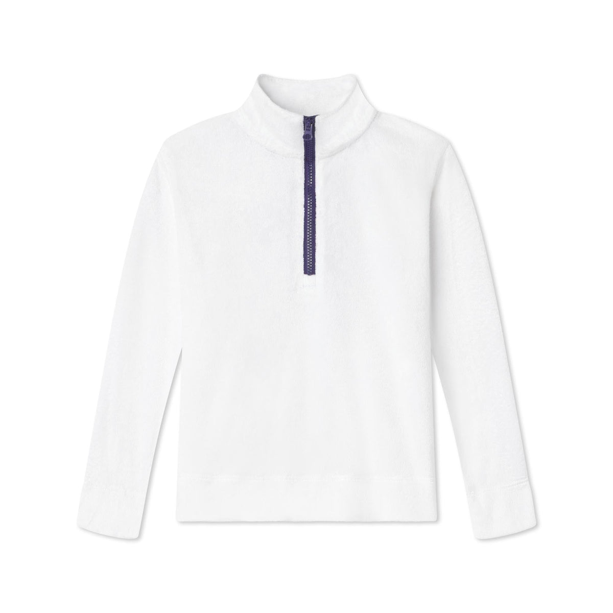 Classic and Preppy Holden 1/2 Zip, Bright White Looped Terry-Shirts and Tops-Bright White-2T-CPC - Classic Prep Childrenswear