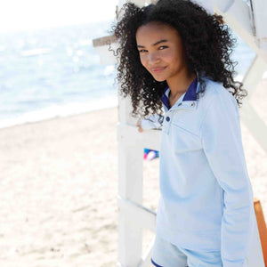 More Image, Classic and Preppy Hollis Snap Placket Pullover, Nantucket Breeze French Terry-Shirts and Tops-CPC - Classic Prep Childrenswear