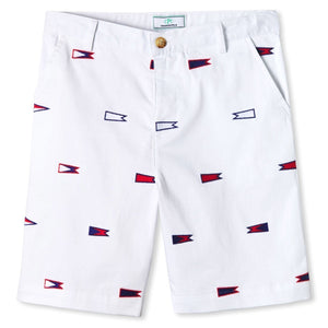 More Image, Classic and Preppy Hudson Short, Bright White With Burgees-Bottoms-Bright White With Burgees-5Y-CPC - Classic Prep Childrenswear