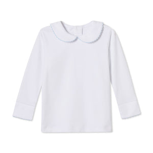 More Image, Classic and Preppy Isabelle Long Sleeve Peter Pan Shirt, Nantucket Breeze Ric Rac-Shirts and Tops-Bright White with Nantucket Breeze Ric Rac-2T-CPC - Classic Prep Childrenswear