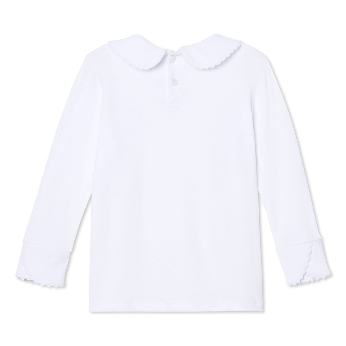 Classic and Preppy Isabelle Long Sleeve Peter Pan Shirt, White Ric Rac-Shirts and Tops-CPC - Classic Prep Childrenswear