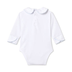 More Image, Classic and Preppy Izzy Long Sleeve Onesie, White with Skyride Ric Rac - FINAL SALE-Baby Rompers-CPC - Classic Prep Childrenswear