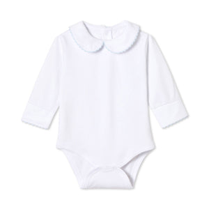 More Image, Classic and Preppy Izzy Long Sleeve Onesie, White with Skyride Ric Rac - FINAL SALE-Baby Rompers-White with Skyride-0-3M-CPC - Classic Prep Childrenswear