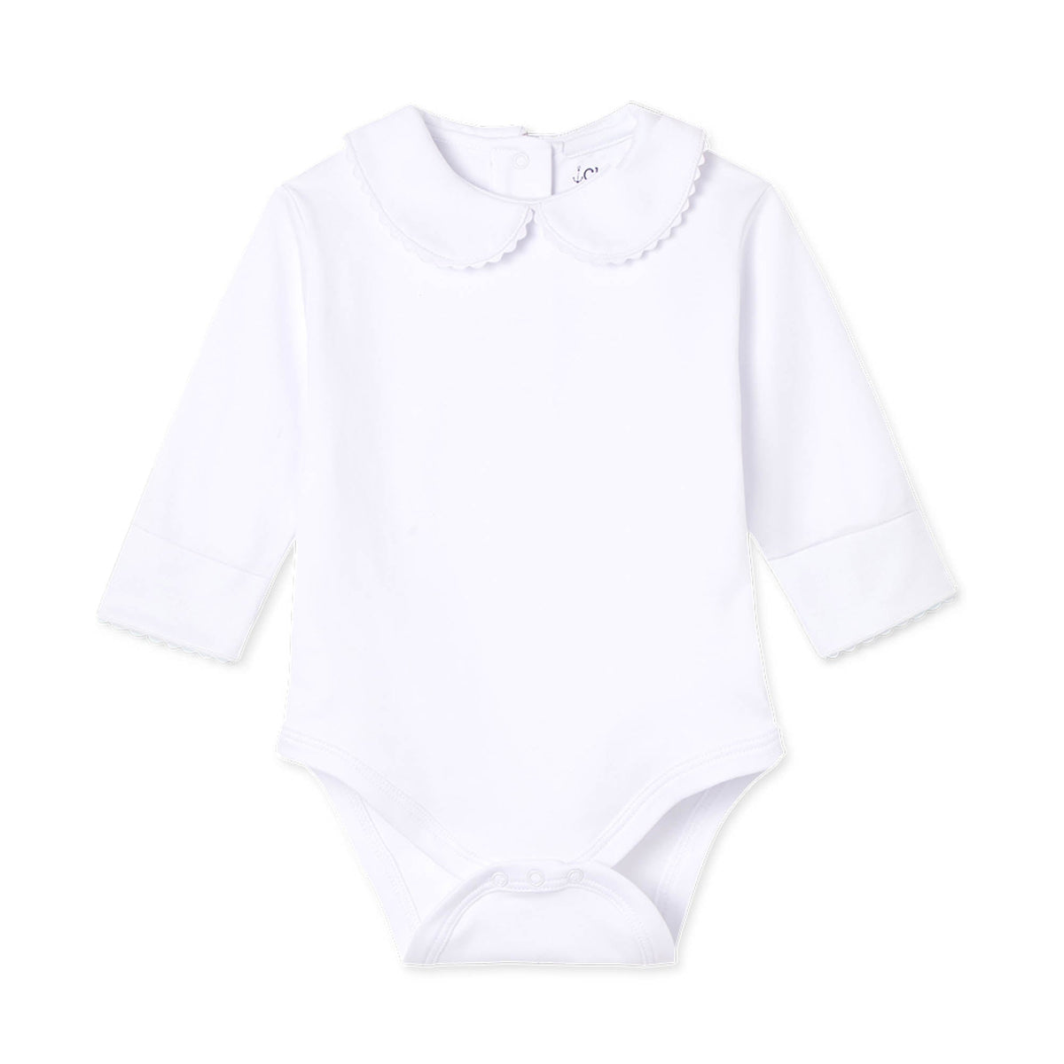 Classic and Preppy Izzy Long Sleeve Onesie, White with White Ric Rac-Baby Rompers-Bright White with Bright White Ric Rac-0-3M-CPC - Classic Prep Childrenswear