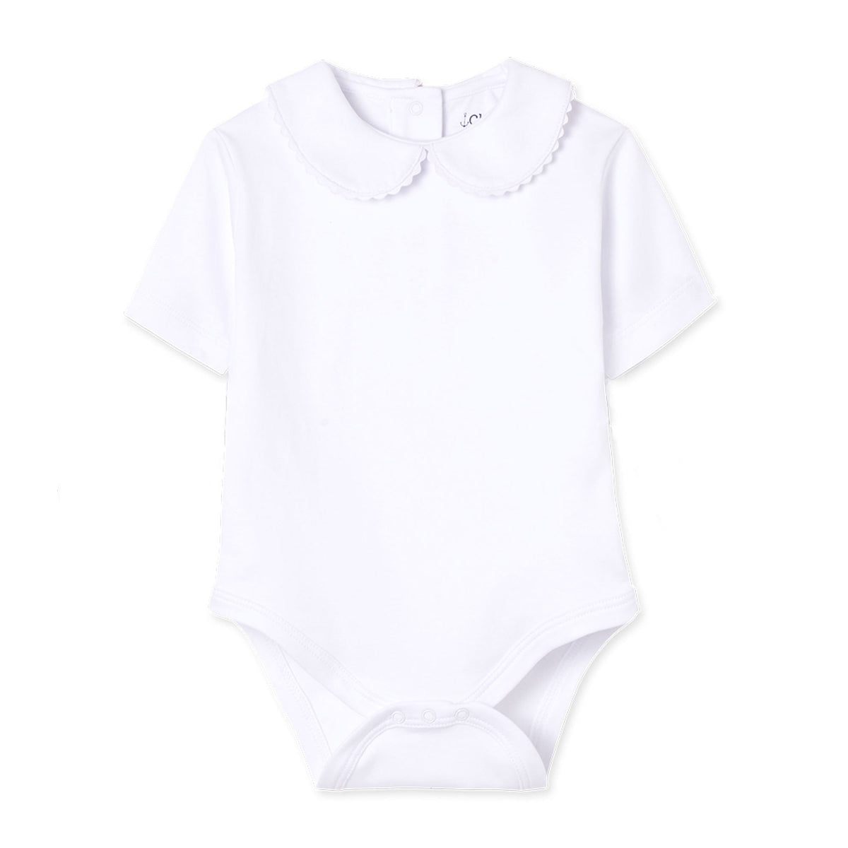 Classic and Preppy Izzy Short Sleeve Onesie, White with White Ric Rac-Baby Rompers-Bright White with Bright White Ric Rac-0-3M-CPC - Classic Prep Childrenswear