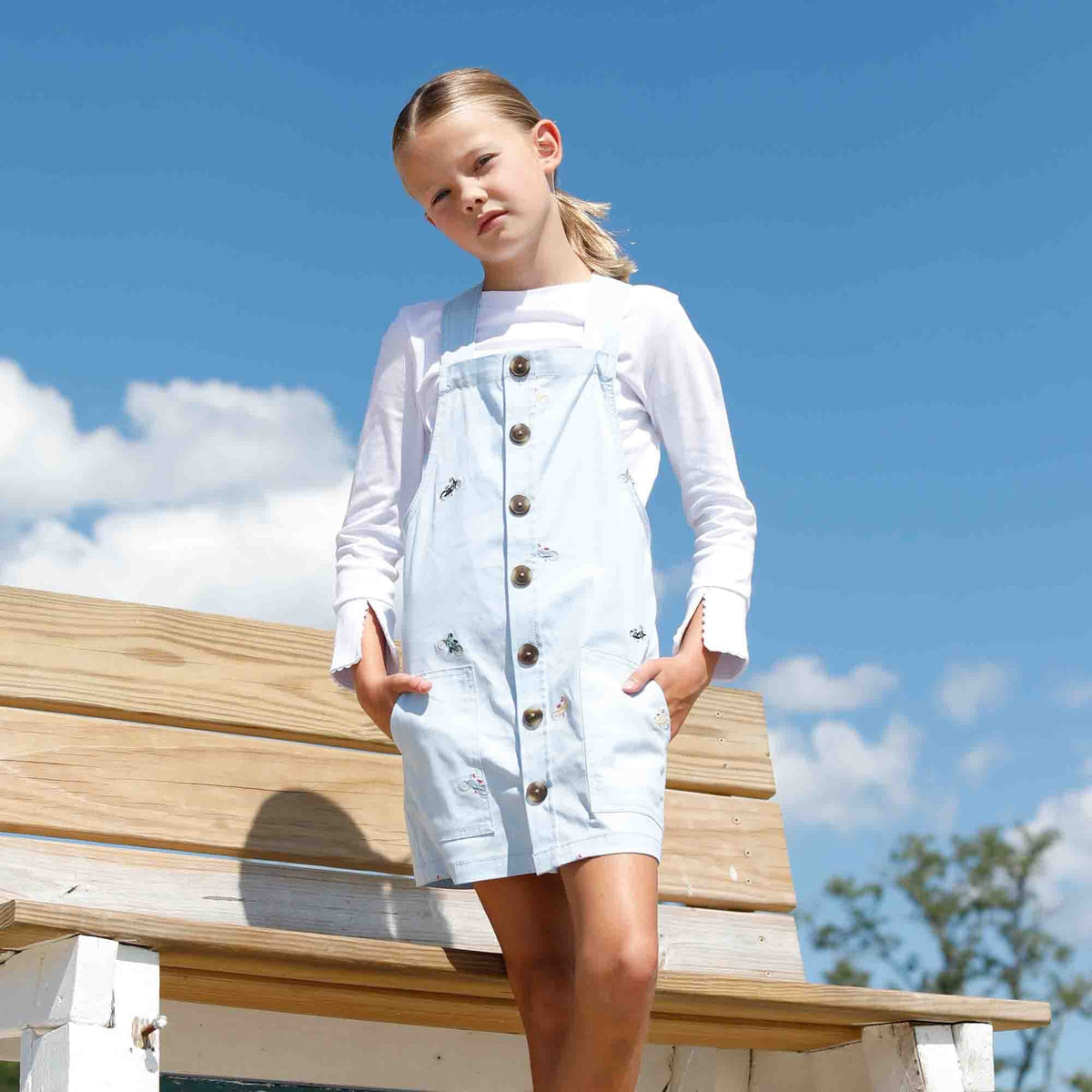 Classic and Preppy Jamie Jumper, Beach Cruiser Embroidery-Dresses, Jumpsuits and Rompers-CPC - Classic Prep Childrenswear