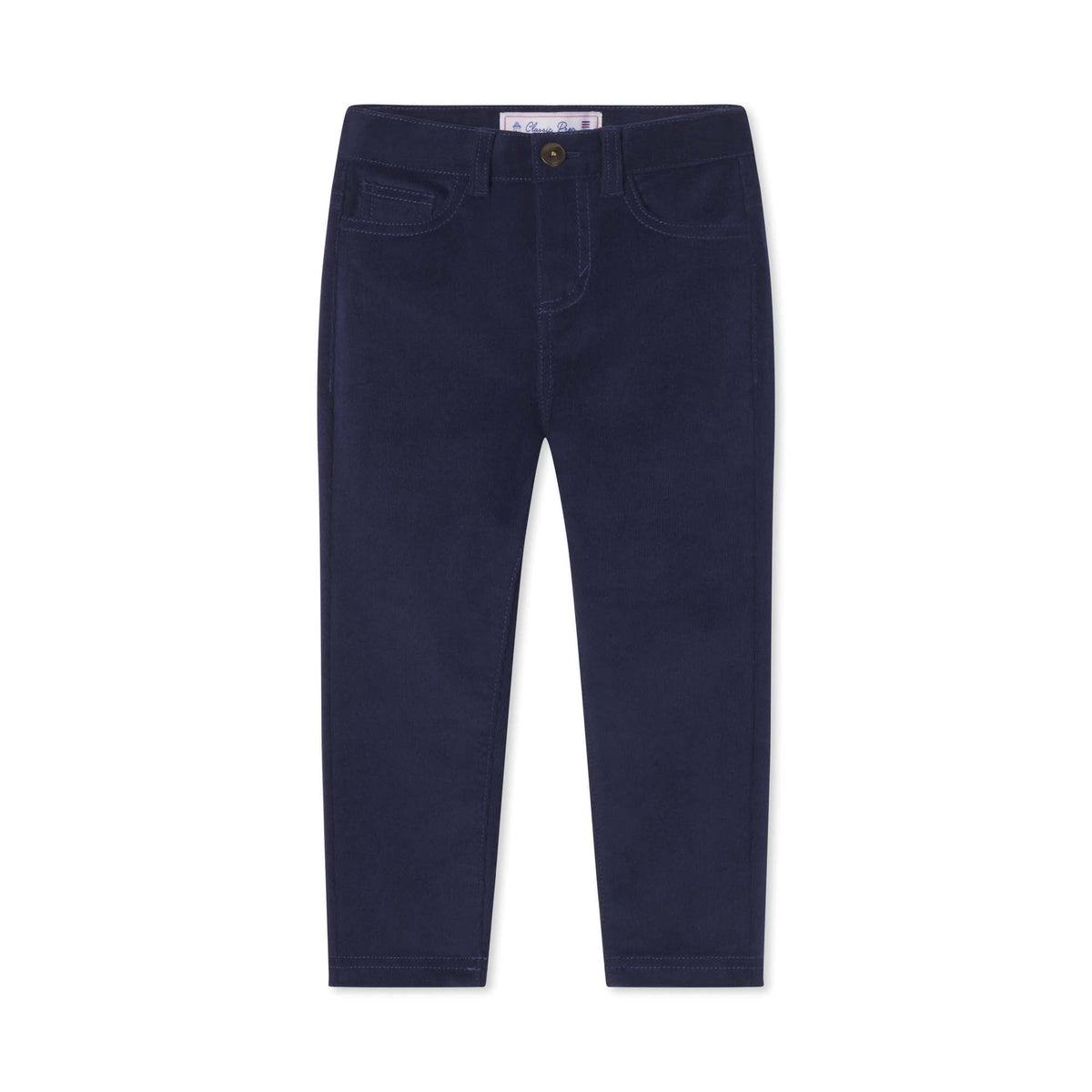Classic and Preppy Jane 5 Pocket Pant Stretch 21W Corduroy, Medieval Blue-Bottoms-Medieval Blue-2T-CPC - Classic Prep Childrenswear