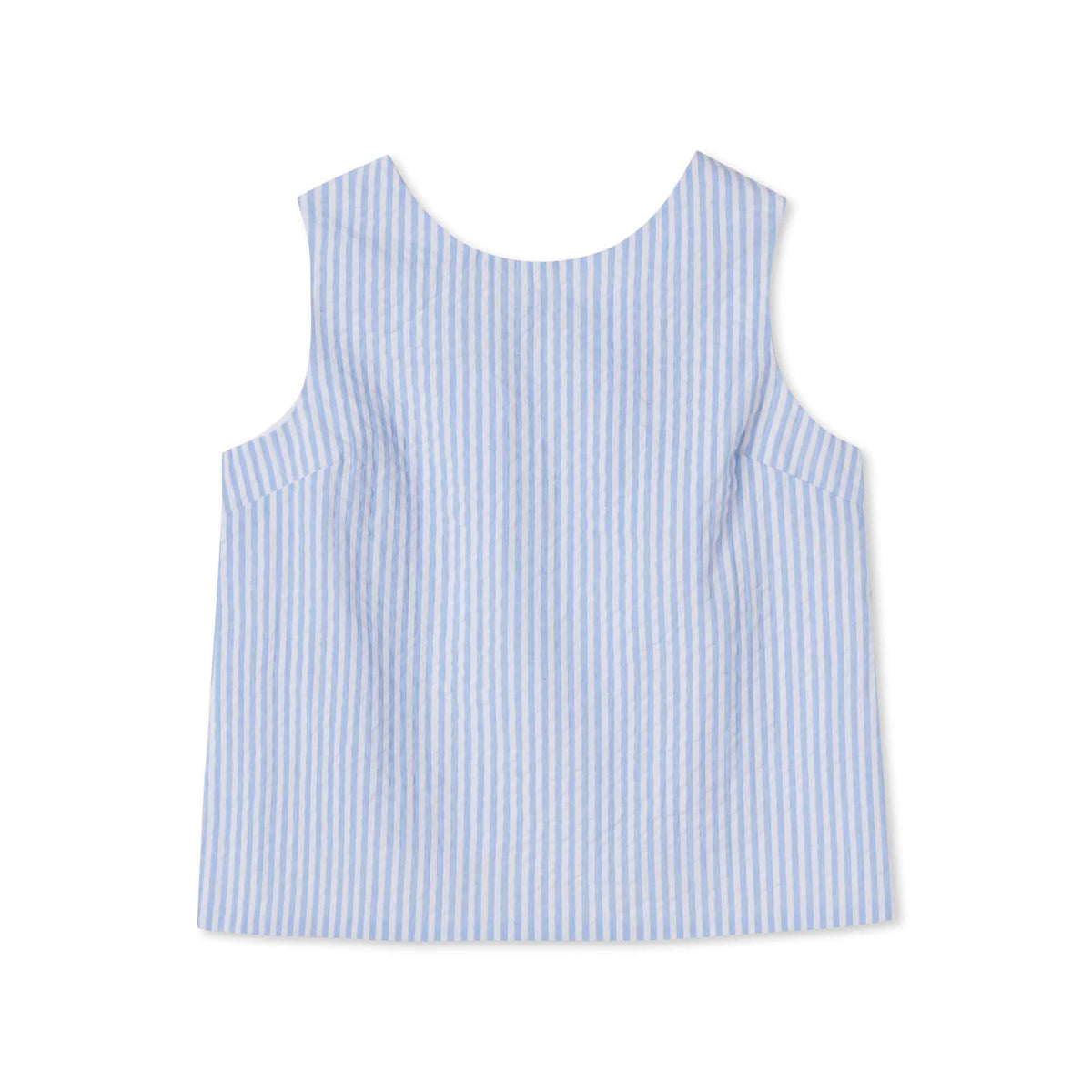 Classic and Preppy Kingsley Button Back Top, Vista Blue Seersucker-Shirts and Tops-Vista Blue Seersucker-2T-CPC - Classic Prep Childrenswear