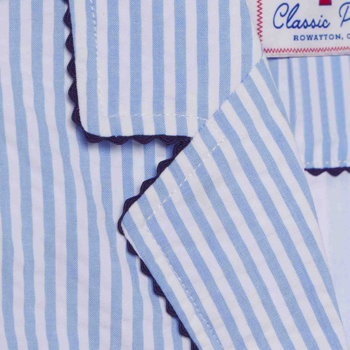 Classic and Preppy Laura Blazer, Vista Blue Seersucker-Outerwear-CPC - Classic Prep Childrenswear