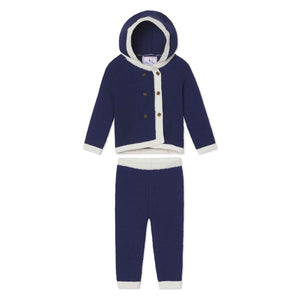 More Image, Classic and Preppy Logan Hooded Sweater Set, Medieval Blue-Sweaters-CPC - Classic Prep Childrenswear