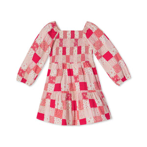 More Image, Classic and Preppy Long Sleeve Hattie Dress, Love Patchwork Crimson-Dresses, Jumpsuits and Rompers-CPC - Classic Prep Childrenswear