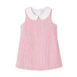 More Image, Classic and Preppy Maddie Dress, Red Seersucker - 2021-Dresses, Jumpsuits and Rompers-Red and White Stripe-6-9M-CPC - Classic Prep Childrenswear