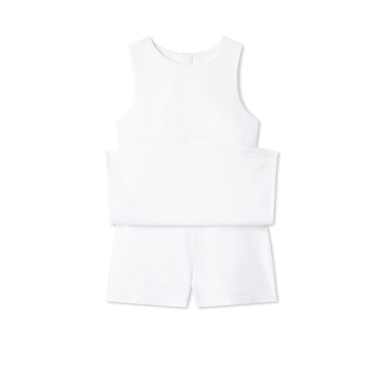 Classic and Preppy Madison Romper Performance Pique, Bright White-Dresses, Jumpsuits and Rompers-CPC - Classic Prep Childrenswear