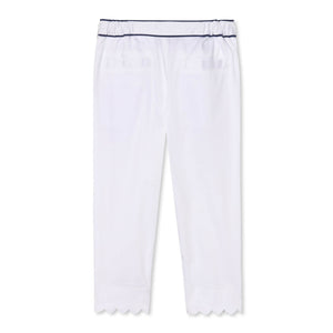 More Image, Classic and Preppy Mindy Scallop Pant Solid Sateen, Bright White-Bottoms-CPC - Classic Prep Childrenswear