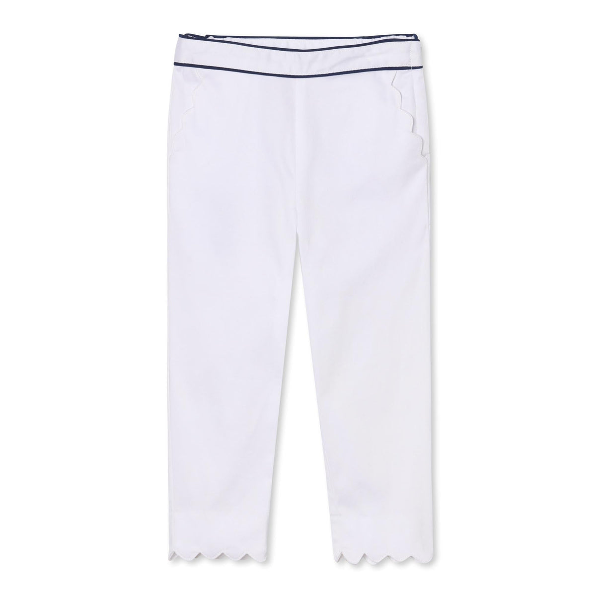 Classic and Preppy Mindy Scallop Pant Solid Sateen, Bright White-Bottoms-Bright White-2T-CPC - Classic Prep Childrenswear