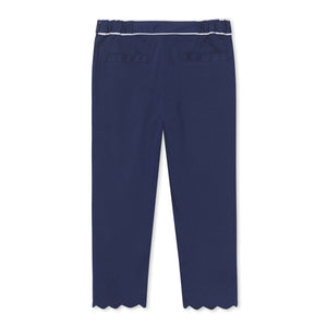 More Image, Classic and Preppy Mindy Scallop Pant Solid Sateen, Medieval Blue-Bottoms-CPC - Classic Prep Childrenswear