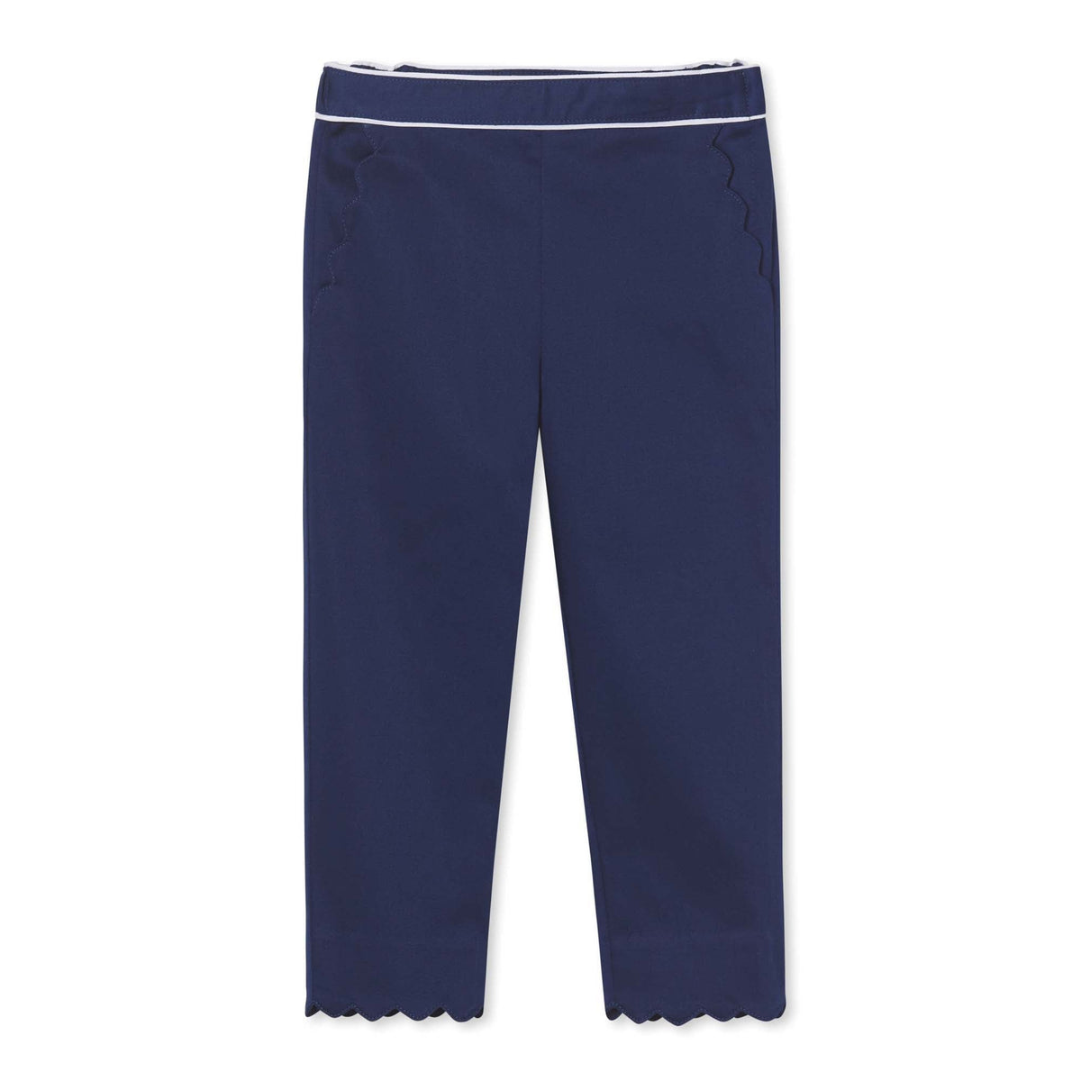 Classic and Preppy Mindy Scallop Pant Solid Sateen, Medieval Blue-Bottoms-Medieval Blue-2T-CPC - Classic Prep Childrenswear