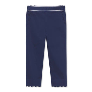 More Image, Classic and Preppy Mindy Scallop Pant Solid Sateen, Medieval Blue-Bottoms-Medieval Blue-2T-CPC - Classic Prep Childrenswear