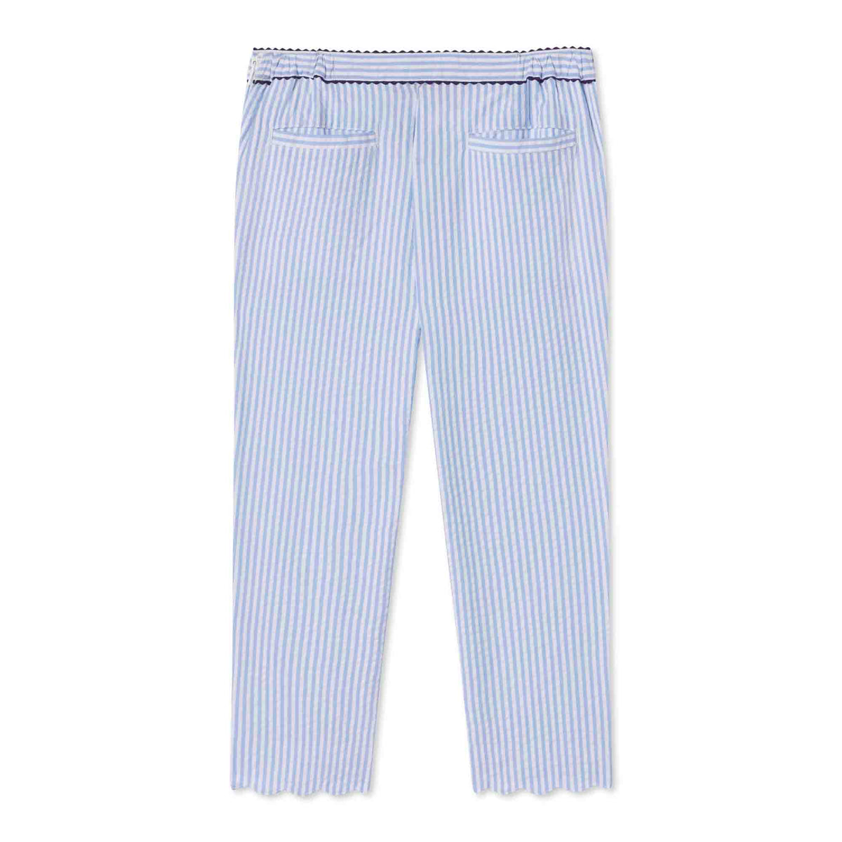 Classic and Preppy Mindy Scallop Pant, Vista Blue Seersucker-Bottoms-CPC - Classic Prep Childrenswear