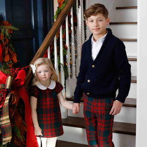 More Image, Classic and Preppy Paige Dress, Hunter Tartan-Dresses, Jumpsuits and Rompers-CPC - Classic Prep Childrenswear