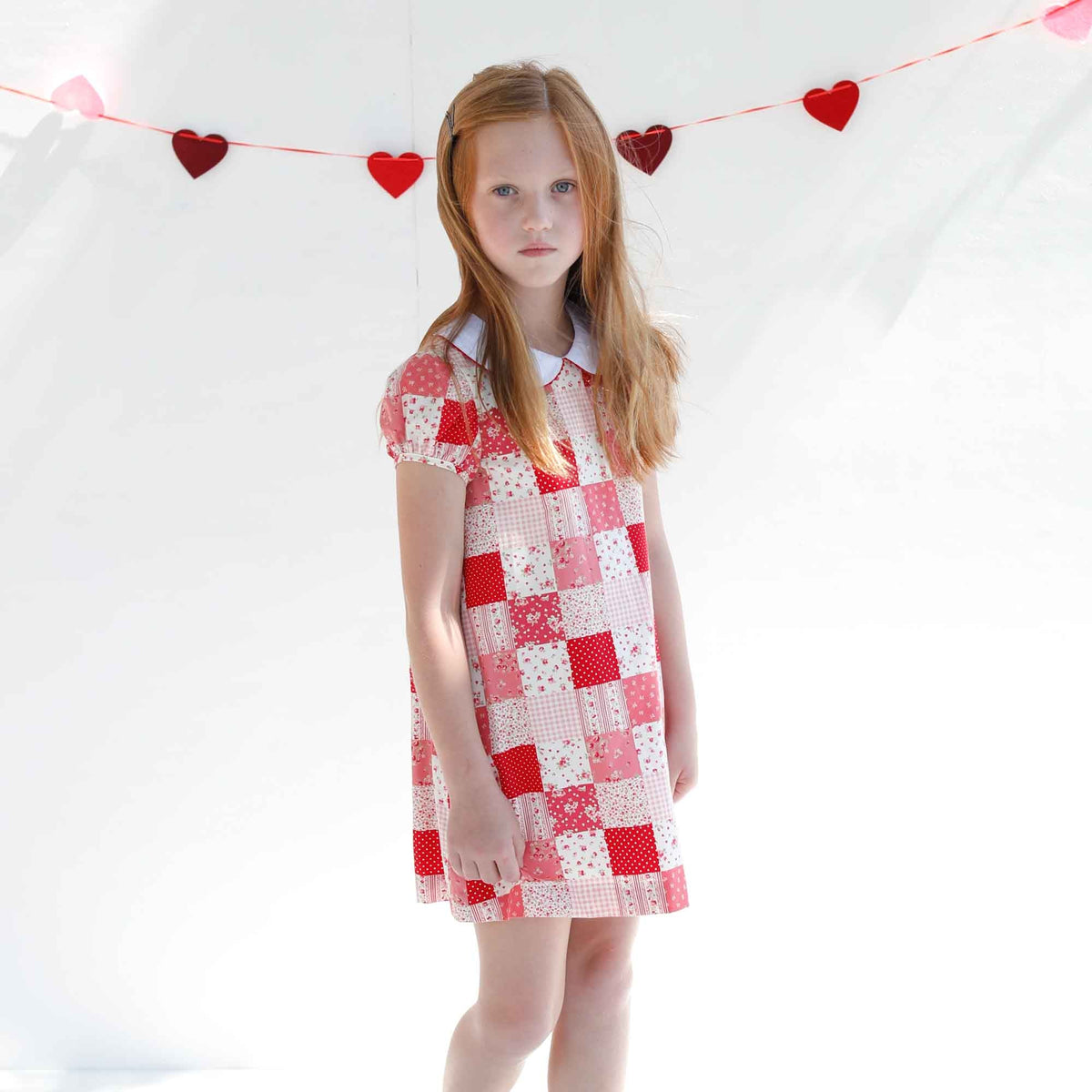 Classic and Preppy Paige Dress, Love Patchwork Crimson-Dresses, Jumpsuits and Rompers-CPC - Classic Prep Childrenswear