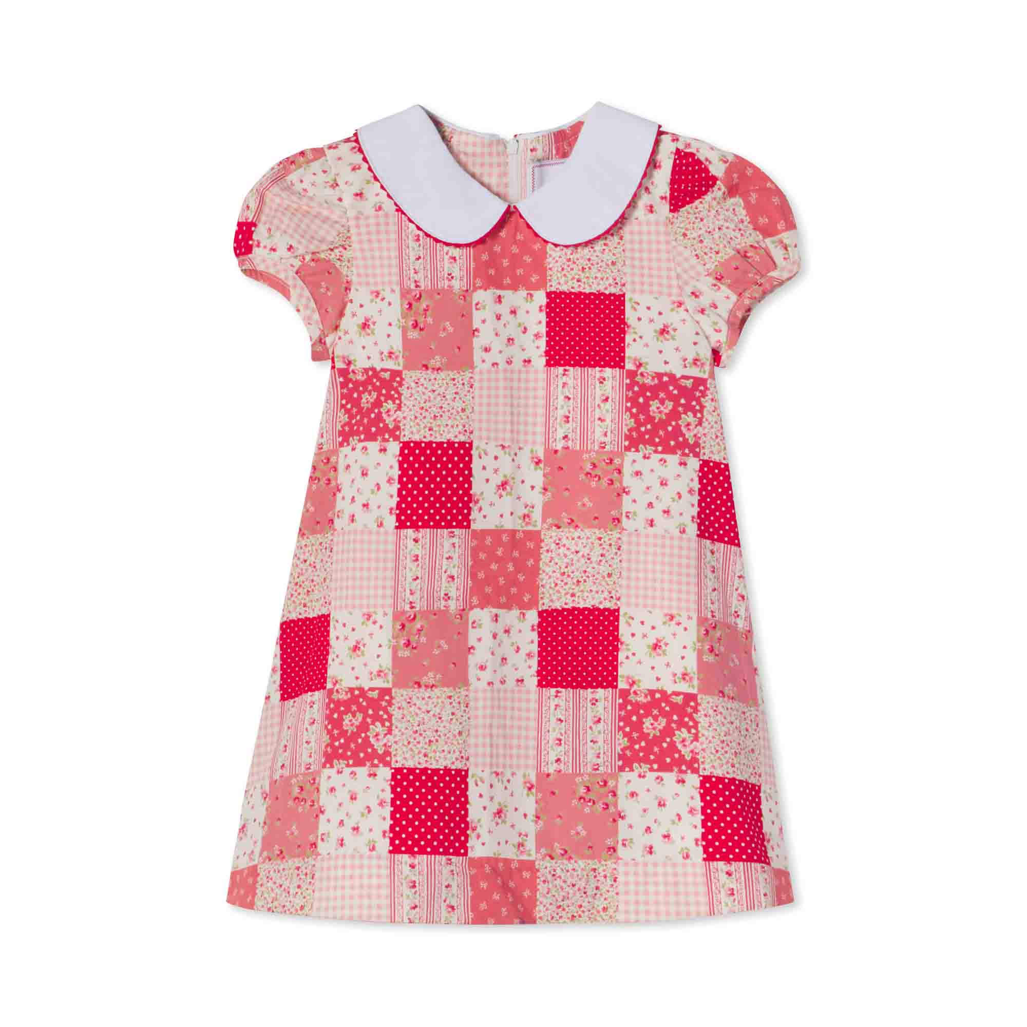 Classic and Preppy Paige Dress, Love Patchwork Crimson-Dresses, Jumpsuits and Rompers-Love Patchwork Crimson-6-9M-CPC - Classic Prep Childrenswear