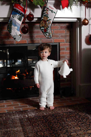 More Image, Classic and Preppy Reese Sweater Knit Romper, Cannoli Cream-Baby Rompers-CPC - Classic Prep Childrenswear