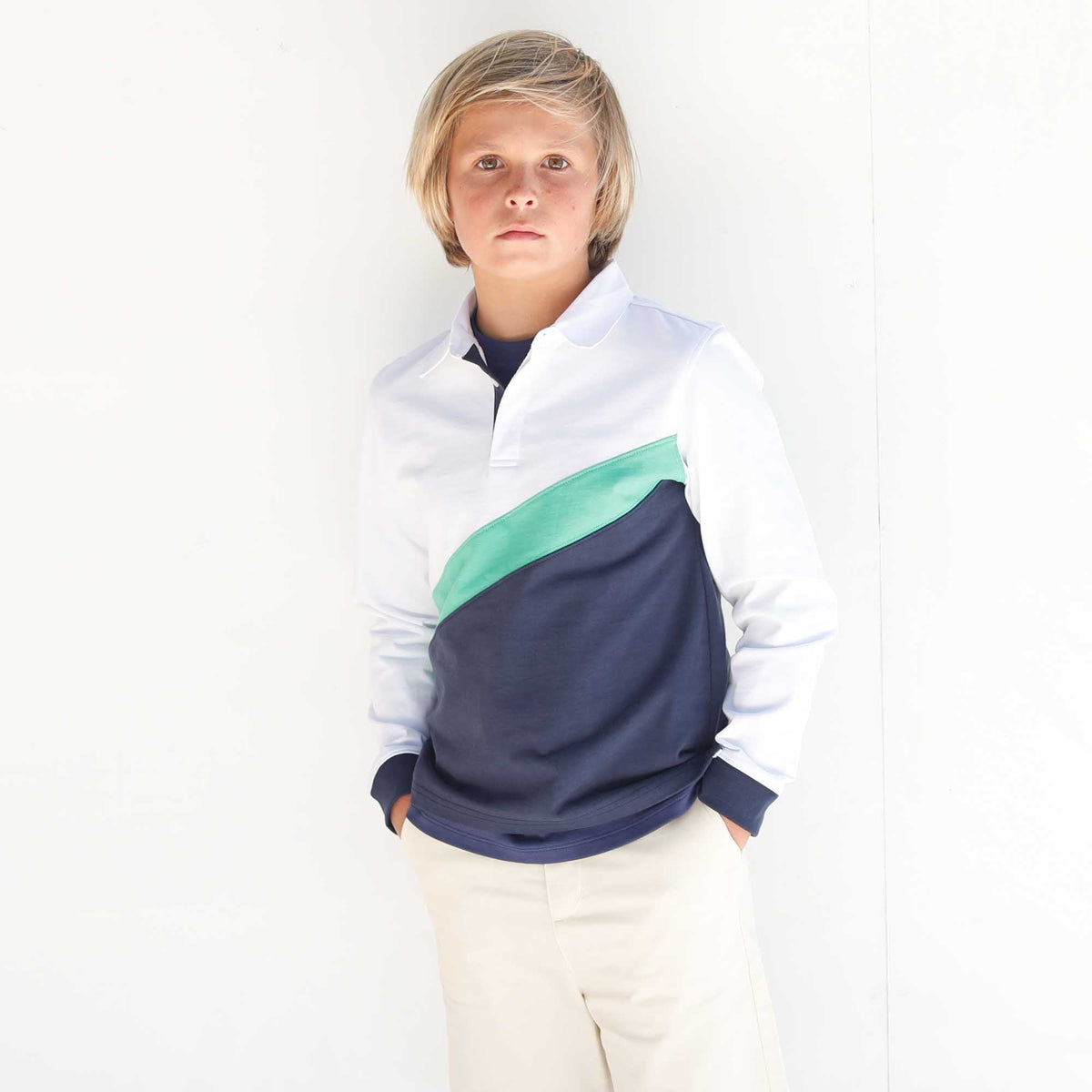 Classic and Preppy Rowan Rugby Top Rockledge, Blue Ribbon-Shirts and Tops-CPC - Classic Prep Childrenswear