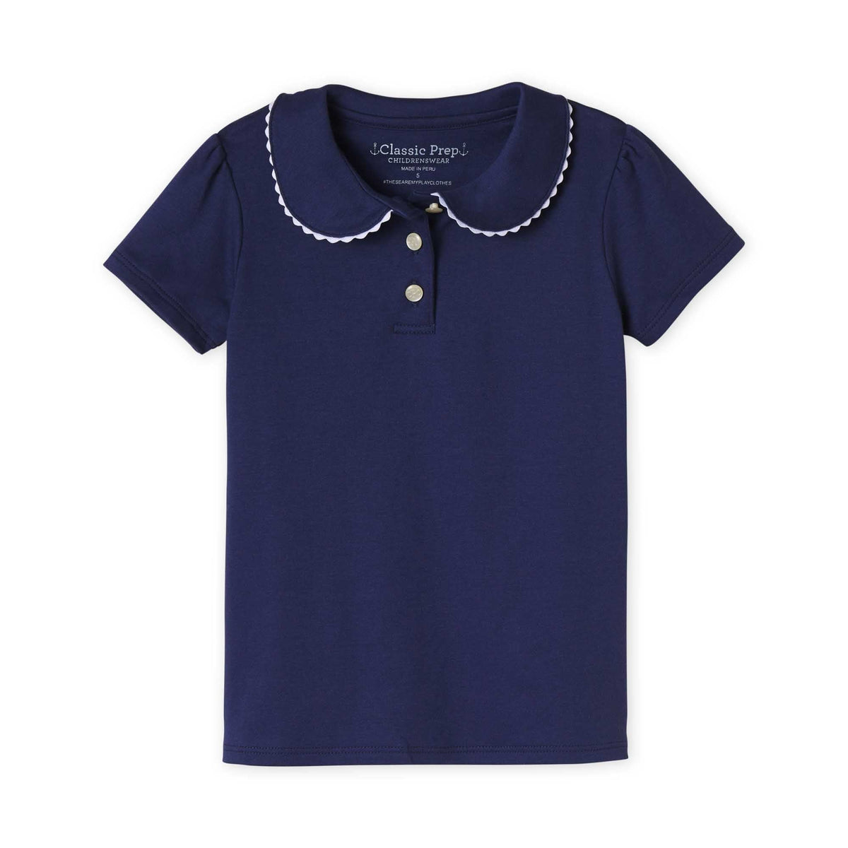 Classic and Preppy Sarah Short Sleeve Polo, Blue Ribbon-Shirts and Tops-Blue Ribbon-2T-CPC - Classic Prep Childrenswear