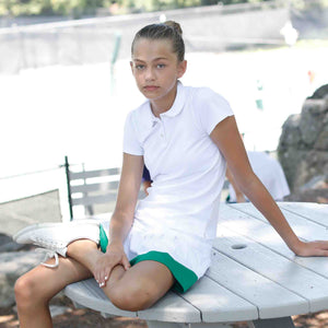 More Image, Classic and Preppy Sarah Short Sleeve Polo, Bright White-Shirts and Tops-CPC - Classic Prep Childrenswear
