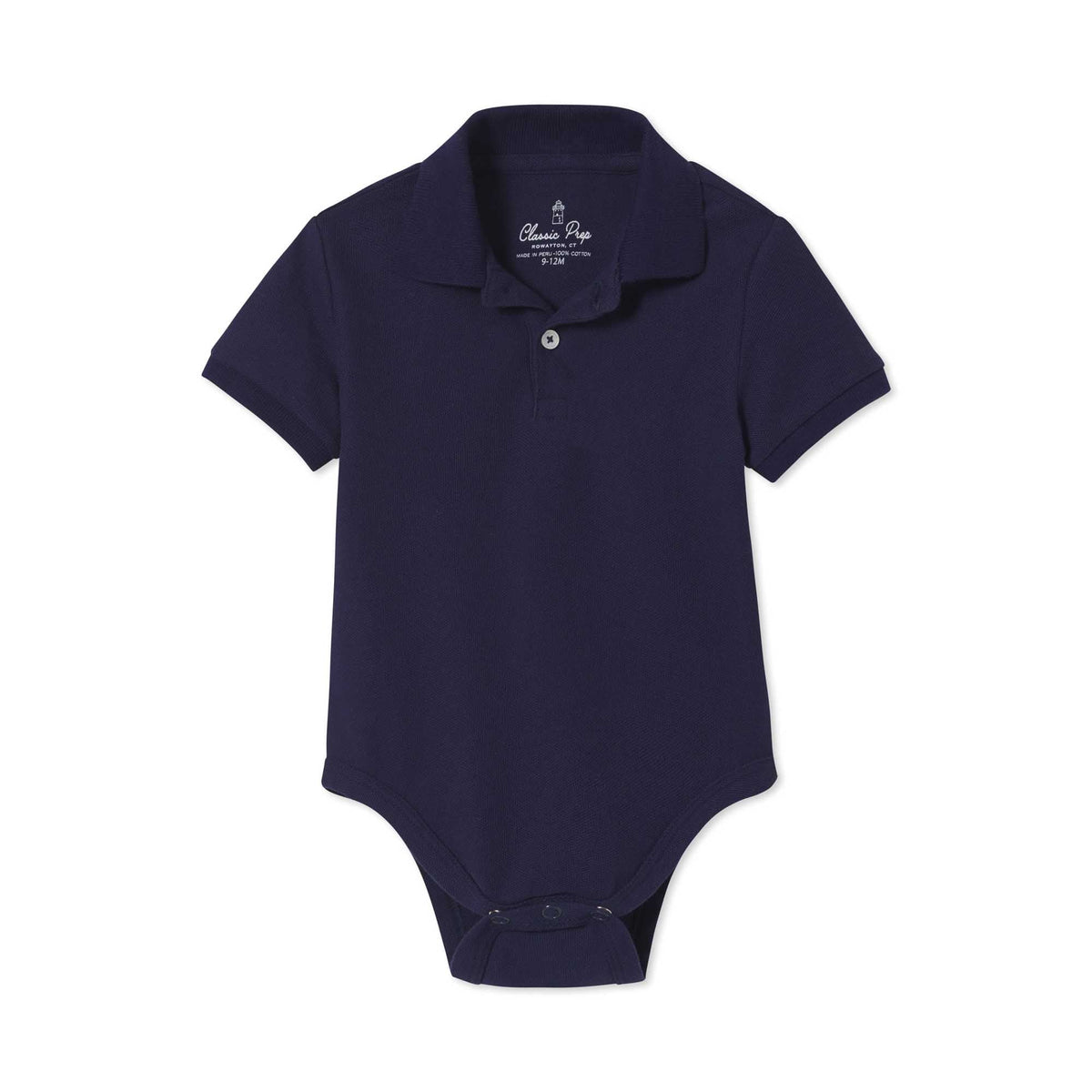 Classic and Preppy Short Sleeve Hugh Polo Onesie, Blue Ribbon Pique-Baby Rompers-Blue Ribbon-0-3M-CPC - Classic Prep Childrenswear