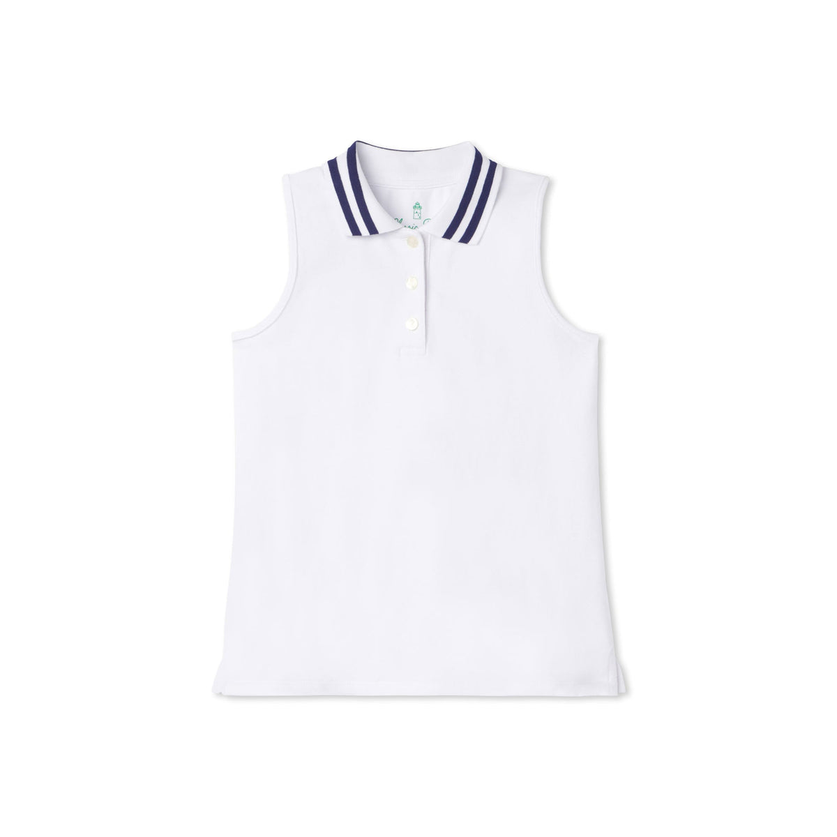 Classic and Preppy Sleeveless Samantha Tennis Polo, Bright White Pique-Shirts and Tops-Bright White-2T-CPC - Classic Prep Childrenswear