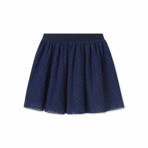 More Image, Classic and Preppy Stella Tulle Polka Dot Skirt, Blue Ribbon-Bottoms-Blue Ribbon-XS (2-3T)-CPC - Classic Prep Childrenswear
