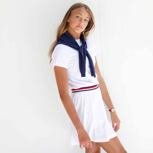 More Image, Classic and Preppy Sutton Pleated Performance Skort Pique, Bright White-Bottoms-CPC - Classic Prep Childrenswear