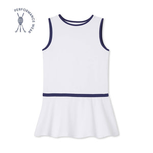 More Image, Classic and Preppy Tennyson Tennis Performance Dress, Bright White-Dresses, Jumpsuits and Rompers-Bright White-2T-CPC - Classic Prep Childrenswear